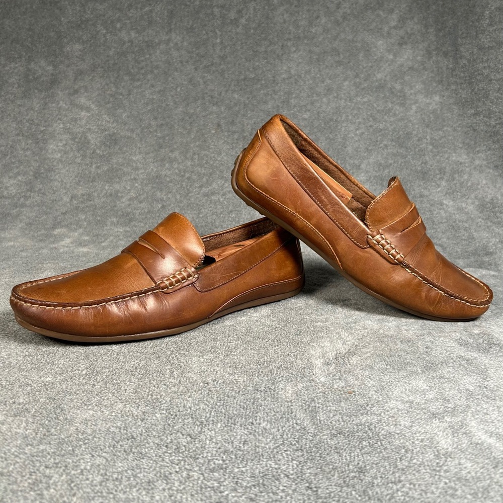 Florsheim Driver Penny Loafer Mens Cognac Brown Leather Shoes Size 9.5M - Picture 7 of 11